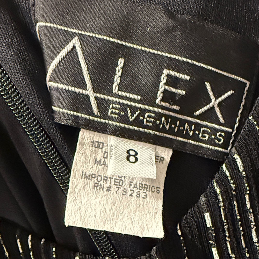 Alex Evenings Elegant Black Dress with Silver Detailing - Picture 2 of 10